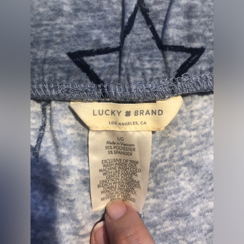 Lucky Brand Stars gray Comfy cozy Lounge pants pajamas wide leg size Large - Picture 4 of 6